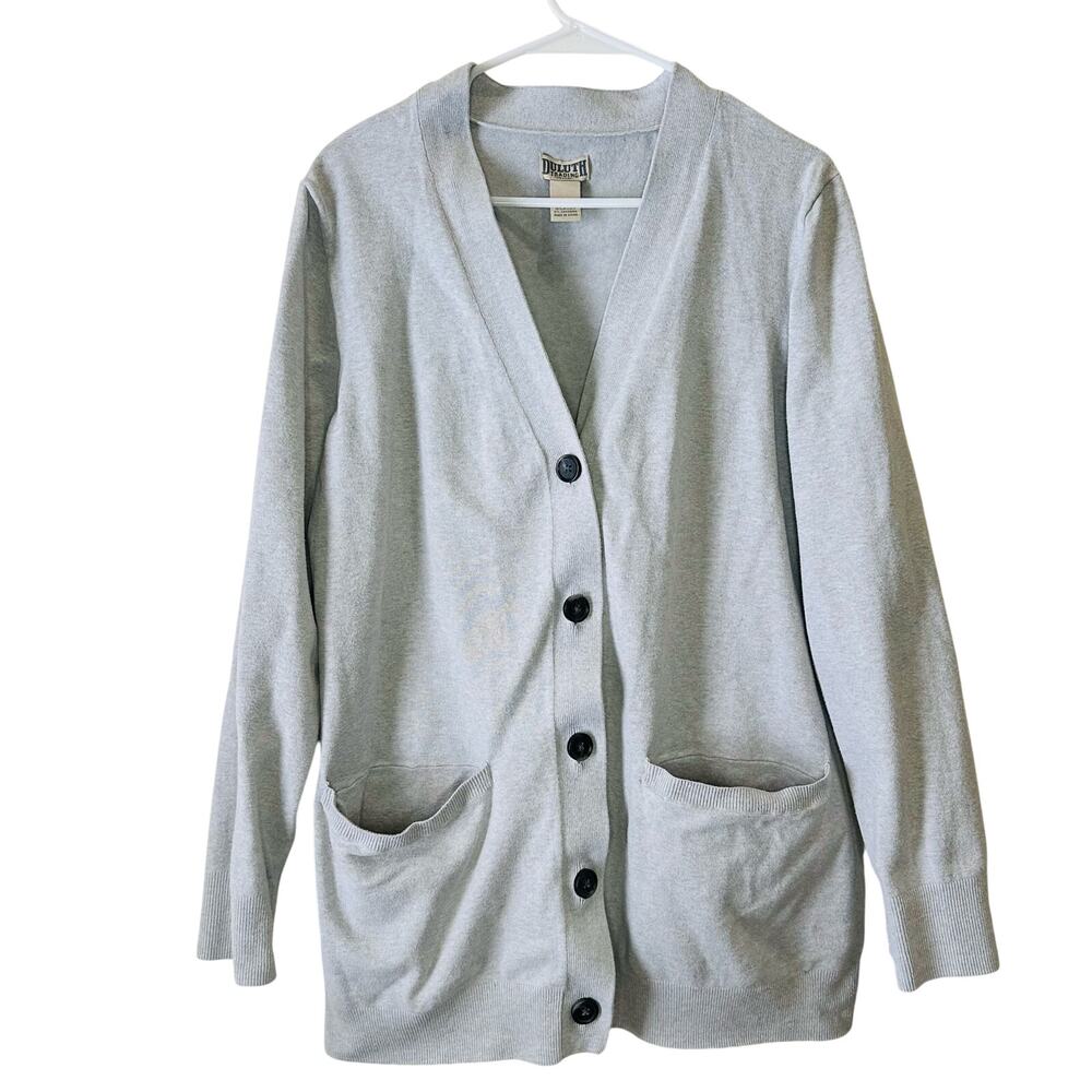 Duluth Women's Gray Shiftless Long Cotton Cardigan Sweater XL 71773